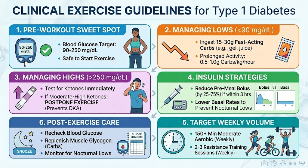 an image focusing on the topic of exercise and yoga with type 1 diabetes showing the exercise guidelines for type 1 diabetes.